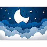 Φωτοταπετσαρια - Moon Dream - Clouds On A Dark Blue Sky With Stars For Children Αδιαβροχη 350x256cm