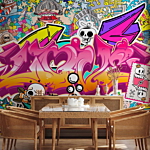 Φωτοταπετσαρια - Street Art - Abstract Urban Colour Graffiti Mural With Lettering Αδιαβροχη 100x70cm
