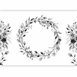 Φωτοταπετσαρια - Romantic Wreath - Grey Plant Motif With Leaves With Rose Pattern Αδιαβροχη 400x280cm