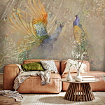 Φωτοταπετσαρια - Peacocks In Dance - Bird Motif Among An Abstract Pattern With Ornaments Αδιαβροχη 350x256cm