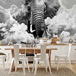 Φωτοταπετσαρια - Elephant In The Clouds (black And White) Αδιαβροχη 350x256cm