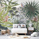 Φωτοταπετσαρια - Flora Of Madagascar - Tropical Landscape With Watercolour Animals Αδιαβροχη 350x245cm