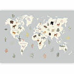 Φωτοταπετσαρια Pastel Planet Animals And Underwater Plants On A Map Αδιαβροχη 300x210cm