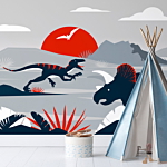 Φωτοταπετσαρια - Last Dinosaurs With Red - Abstract Landscape For A Room Αδιαβροχη 400x280cm