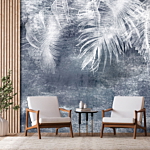 Φωτοταπετσαρια - Abstraction With Nature - Exotic Leaves On A Blue Background With Pattern Αδιαβροχη 400x280cm