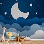Φωτοταπετσαρια - Moon Dream - Clouds On A Dark Blue Sky With Stars For Children Αδιαβροχη 350x256cm