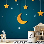 Φωτοταπετσαρια - Skyline - Turquoise Night Sky Landscape With Stars For Children Αδιαβροχη 200x140cm