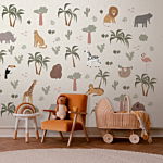 Φωτοταπετσαρια - African Composition - Animals For The Children's Room On A Paper Background Αδιαβροχη 200x140cm