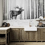 Φωτοταπετσαρια - Deer In The Snow (black And White) Αδιαβροχη 300x210cm