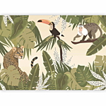 Φωτοταπετσαρια - Leaves And Shapes - Jungle In Faded Colours With Animals Αδιαβροχη 150x105cm