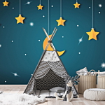 Φωτοταπετσαρια - Skyline - Turquoise Night Sky Landscape With Stars For Children Αδιαβροχη 200x140cm