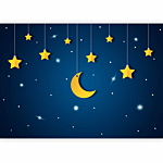 Φωτοταπετσαρια - Skyline - Night Sky Landscape With Stars And Moon For Children Αδιαβροχη 100x70cm