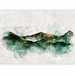 Φωτοταπετσαρια - Abstract Landscape - Green Mountains With Golden Patterns And Birds Αδιαβροχη 300x210cm