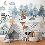 Φωτοταπετσαρια - Forest Games - Animals In A Forest Painted In Watercolours Αδιαβροχη 400x280cm