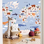 Φωτοταπετσαρια - World Map With Animal Illustrations Αδιαβροχη 300x210cm