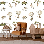 Φωτοταπετσαρια - Africa For Toddler - Animals On Savannah In Watercolour Technique Αδιαβροχη 400x280cm