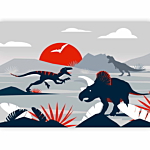 Φωτοταπετσαρια - Last Dinosaurs With Red - Abstract Landscape For A Room Αδιαβροχη 400x280cm