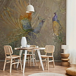 Φωτοταπετσαρια - Peacocks In Dance - Bird Motif Among An Abstract Pattern With Ornaments Αδιαβροχη 350x256cm