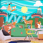 Φωτοταπετσαρια - Adventures In The Forest - Forest Animals In An Indian Theme For Children Αδιαβροχη 250x175cm