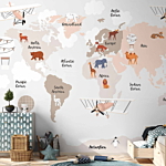 Φωτοταπετσαρια - World Map In Beige Tones For Children's Room Αδιαβροχη 300x210cm