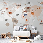 Φωτοταπετσαρια - World Map In Beige Tones For Children's Room Αδιαβροχη 300x210cm