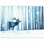 Φωτοταπετσαρια - Winter Animals - Deer Motif On A Forest Background In Shades Of Blue Αδιαβροχη 300x210cm