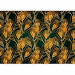 Φωτοταπετσαρια - Golden Peacock Feathers - Solid Background With Bird Pattern On Green Background Αδιαβροχη 300x210cm