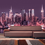 Φωτοταπετσαρια - Purple Night Over Manhattan - Cityscape Of New York Architecture Αδιαβροχη 200x140cm