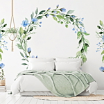 Φωτοταπετσαρια - Romantic Wreath - Plant Motif With Blue Flowers And Leaves Αδιαβροχη 350x245cm