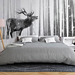 Φωτοταπετσαρια - Deer In The Snow (black And White) Αδιαβροχη 300x210cm
