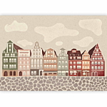 Φωτοταπετσαρια - Salt Square - Colorful Illustrated Townhouses Against A Cloudy Sky Background Αδιαβροχη 200x140cm