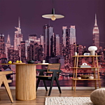 Φωτοταπετσαρια - Purple Night Over Manhattan - Cityscape Of New York Architecture Αδιαβροχη 200x140cm