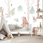 Φωτοταπετσαρια - Subtle Illustration With Forest Animals Αδιαβροχη 200x140cm