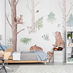 Φωτοταπετσαρια - Subtle Illustration With Forest Animals Αδιαβροχη 200x140cm