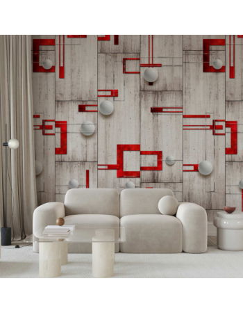 Ταπετσαρια - Concrete, Red Frames And White Knobs
