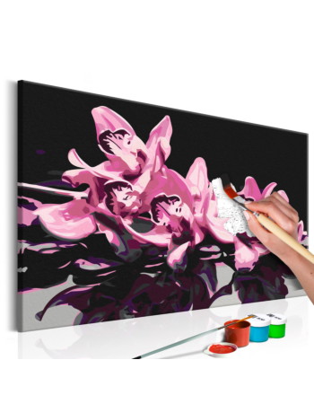 Πινακας Αυτοζωγραφικης - Pink Orchid black Background 60x40cm