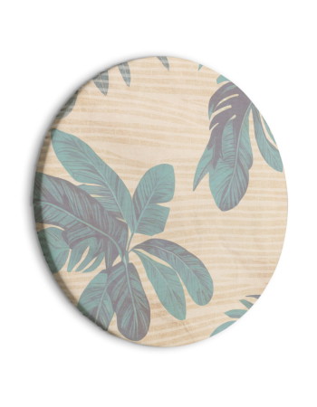 Στρογγυλος Πινακας - Palm Trees Behind The Mist - Showy Palm Leaves In A Soft Shade Of Green On A Slightly Wavy Sand Background/misty Tropics 40x40cm