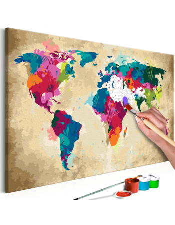 Πινακας Αυτοζωγραφικης - World Map colourful 60x40cm