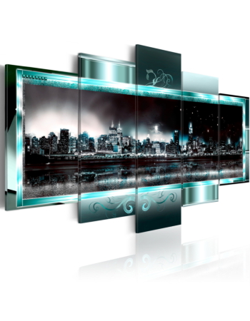Πινακας Σε Καμβα - Turquoise New York: Starry Night Premium Print 100x50cm
