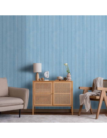 Ταπετσαρια - Blue Panels - Wooden Planks In A Pastel Blue Shade
