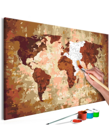 Πινακας Αυτοζωγραφικης - World Map earth Colours 60x40cm