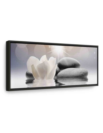 Πινακας Σε Καμβα - Pebbles In Water 1 Part Narrow Σε Μαυρο Ξυλινο Καδρο 120x40cm
