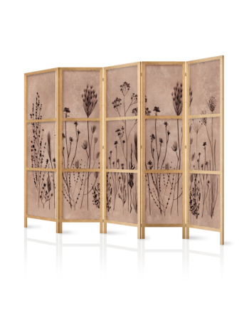 Ιαπωνικο Διαχωριστικο Δωματιου - Plant Vintage - Delicate Field Flowers On A Background In Lime Wash Technique 225x172cm