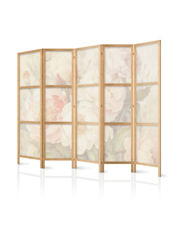 Ιαπωνικο Διαχωριστικο Δωματιου - Blooming Peonies - Bright Large Flowers Enveloped In White Mist 225x172cm