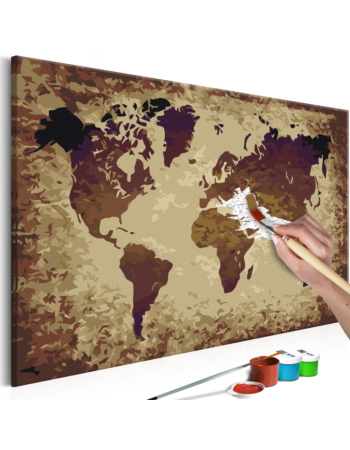 Πινακας Αυτοζωγραφικης - World Map brown Colours 60x40cm