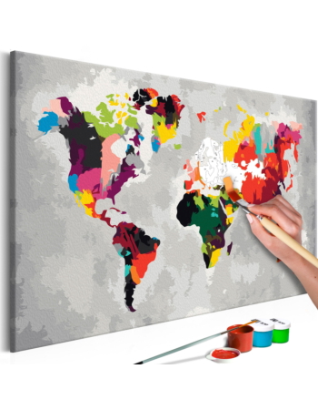 Πινακας Αυτοζωγραφικης - World Map bright Colours 60x40cm