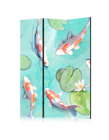 Διαχωριστικο Δωματιου - Spectacular Fish - White-orange Koi Fish Swimming In Crystal Clear Water With Water Lilies Ηχοαπορροφητικο 135x172cm