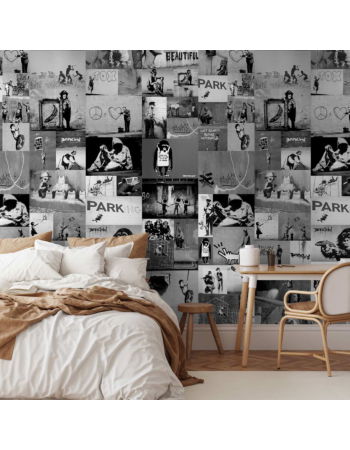 Ταπετσαρια - Banksy - Grey Collage