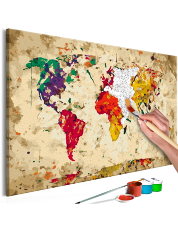 Πινακας Αυτοζωγραφικης - World Map colour Splashes 60x40cm