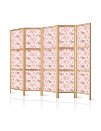 Ιαπωνικο Διαχωριστικο Δωματιου - Pink Blossoming - Flowers In Warm Colors On A White Background 225x172cm